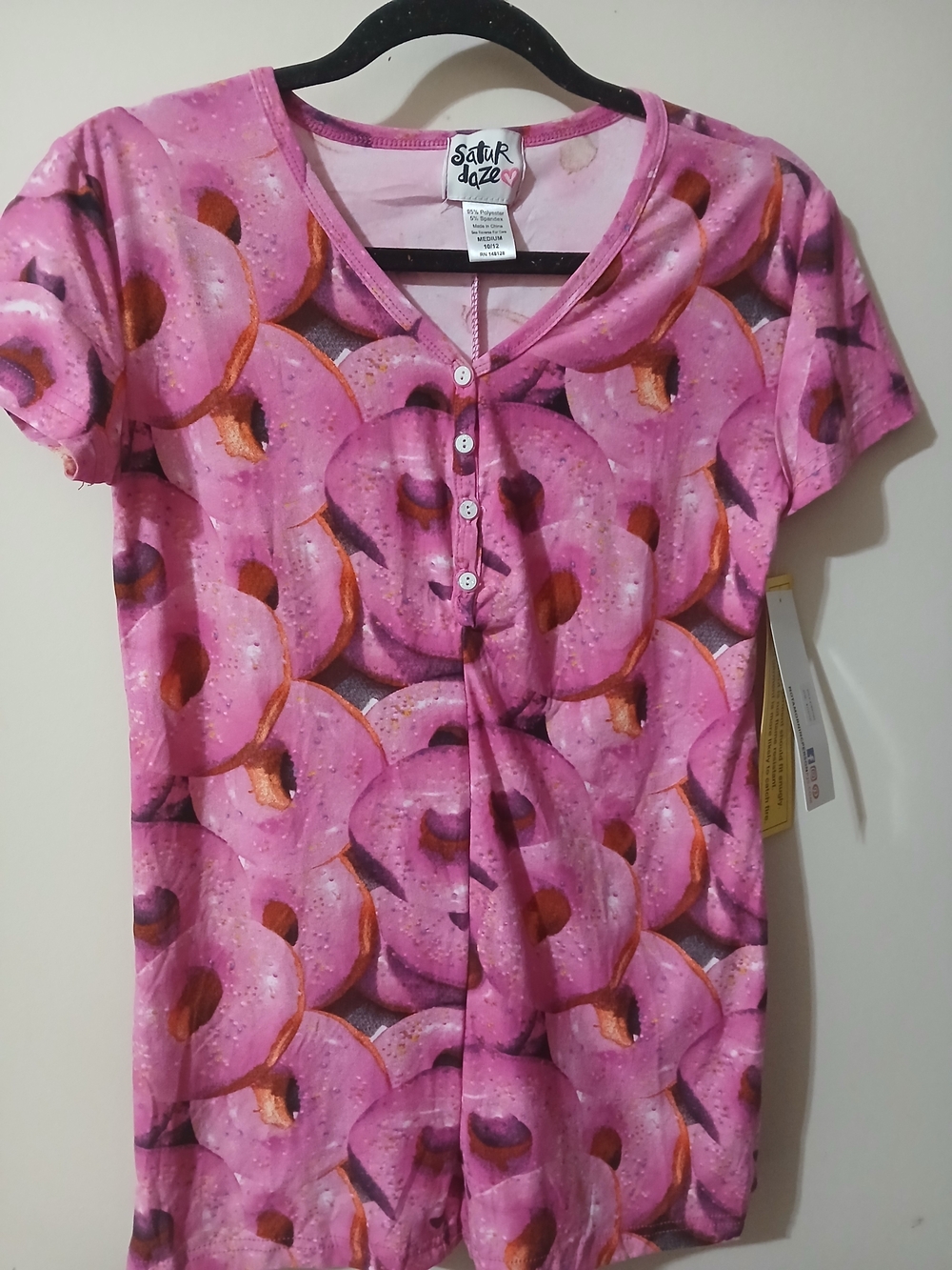 woman  Pink Donut Print Pj's One piece  size 10/12